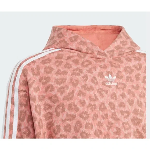 Adidas Youth Animal Allover Print Crop Hoodie Large Mauve NWT - Picture 4 of 7